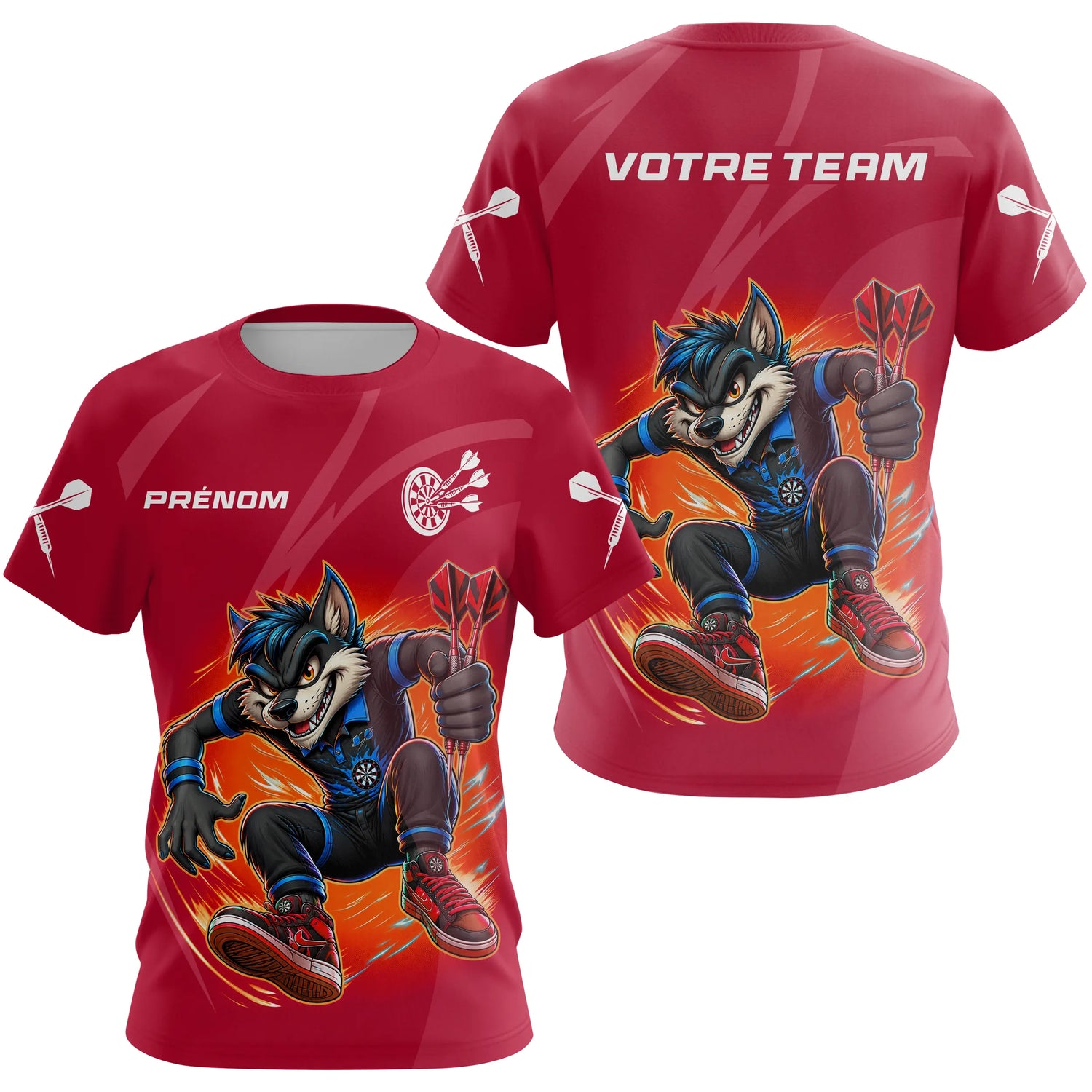 Polo Fléchettes Loup Cartoon - Style Champion Personnalisé - T-Shirt Femme