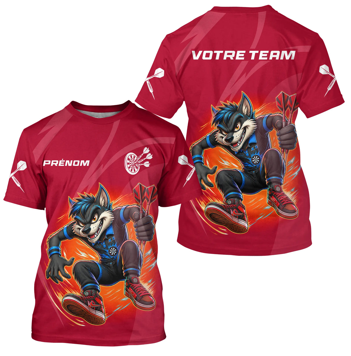 Polo Fléchettes Loup Cartoon - Style Champion Personnalisé - T-Shirt Homme
