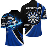 Polo Fléchettes Loup Électrique – Noir & Bleu Personnalisé - Polo Zippé Homme