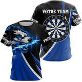 Polo Fléchettes Loup Électrique – Noir & Bleu Personnalisé - T-Shirt Femme