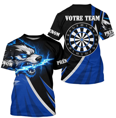 Polo Fléchettes Loup Électrique – Noir & Bleu Personnalisé - T-Shirt Homme