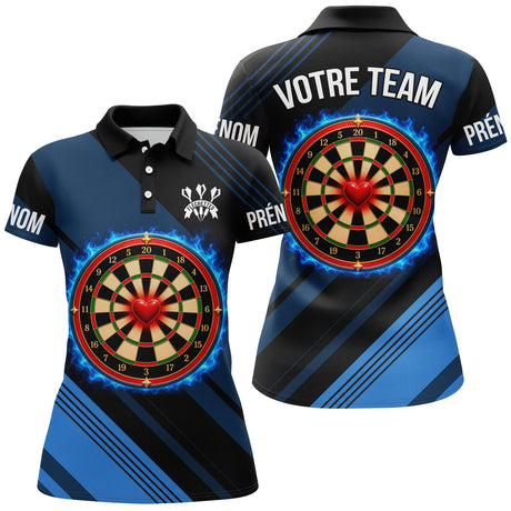 Polo Fléchettes Marine Flammes - Personnalisé Au Prénom - Polo Femme