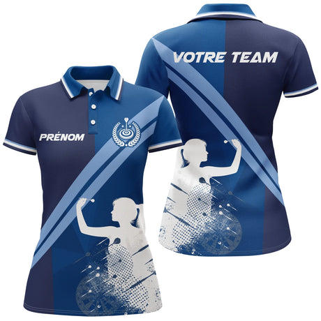 Polo Fléchettes Marine Royal - Silhouette Joueur Personnalisé - Polo Femme
