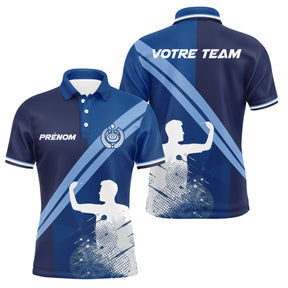 Polo Fléchettes Marine Royal - Silhouette Joueur Personnalisé - Polo Homme