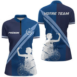 Polo Fléchettes Marine Royal - Silhouette Joueur Personnalisé - Polo Zippé Femme