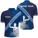 Polo Fléchettes Marine Royal - Silhouette Joueur Personnalisé - Polo Zippé Homme