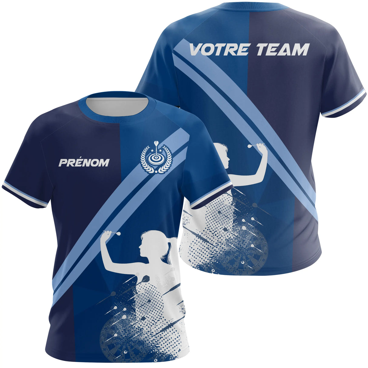 Polo Fléchettes Marine Royal - Silhouette Joueur Personnalisé - T-Shirt Femme