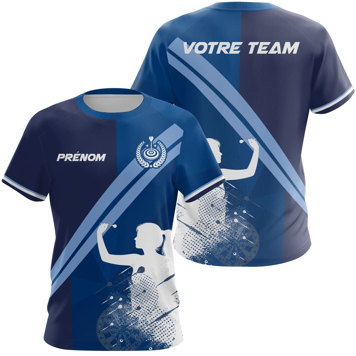 Polo Fléchettes Marine Royal - Silhouette Joueur Personnalisé - T-Shirt Femme