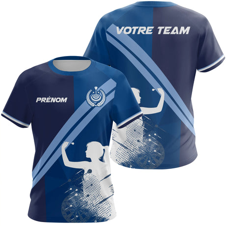 Polo Fléchettes Marine Royal - Silhouette Joueur Personnalisé - T-Shirt Femme