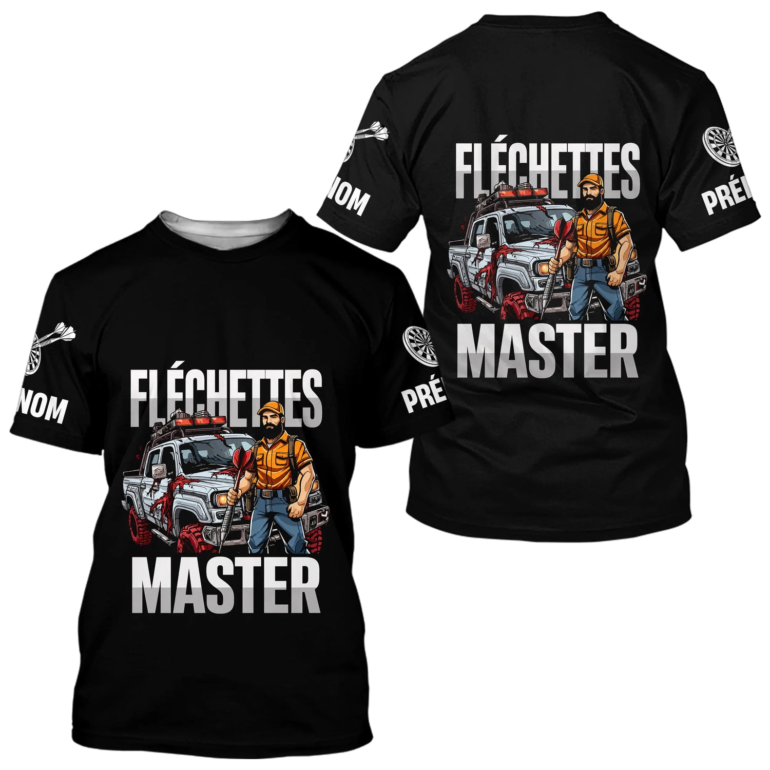 Polo Fléchettes Master Personnalisé - Style Offroad Noir - T-Shirt Homme