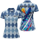 Polo Fléchettes Motif Losanges – Personnalisé Bleu Arlequin - Polo Femme