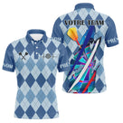 Polo Fléchettes Motif Losanges – Personnalisé Bleu Arlequin - Polo Homme