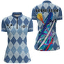 Polo Fléchettes Motif Losanges – Personnalisé Bleu Arlequin - Polo Zippé Femme