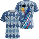 Polo Fléchettes Motif Losanges – Personnalisé Bleu Arlequin - T-Shirt Femme