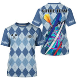 Polo Fléchettes Motif Losanges – Personnalisé Bleu Arlequin - T-Shirt Homme