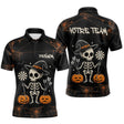 Polo Fléchettes Motif Squelette Citrouille - Noir & Orange - Polo Homme