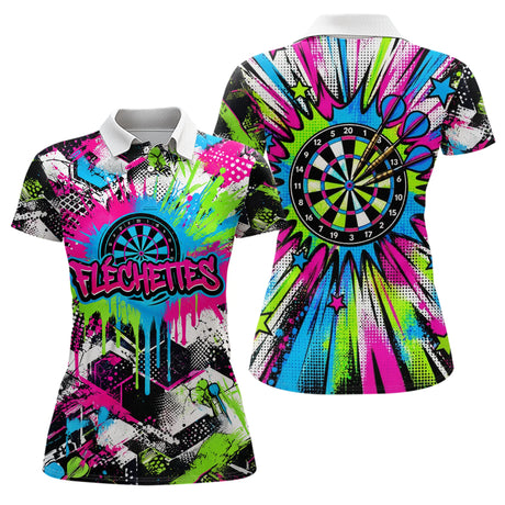 Polo Fléchettes Néon & Graffiti - Style Darts Dynamique - Polo Femme