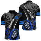 Polo Fléchettes Noir Bleu - Électrique Haute Performance - Polo Zippé Homme