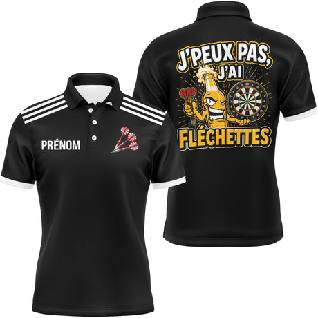Polo Fléchettes Noir – Bouteille Bière Cartoon - Polo Homme