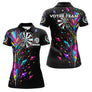Polo Fléchettes Noir Multicolore - Design Cristaux Éclatants - Polo Femme