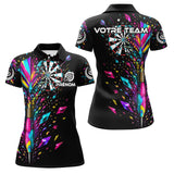 Polo Fléchettes Noir Multicolore - Design Cristaux Éclatants - Polo Femme