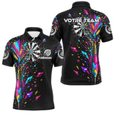 Polo Fléchettes Noir Multicolore - Design Cristaux Éclatants - Polo Homme