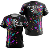 Polo Fléchettes Noir Multicolore - Design Cristaux Éclatants - T-Shirt Femme