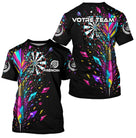 Polo Fléchettes Noir Multicolore - Design Cristaux Éclatants - T-Shirt Homme