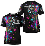 Polo Fléchettes Noir Multicolore - Design Cristaux Éclatants - T-Shirt Homme