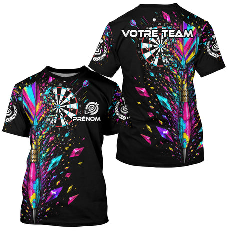 Polo Fléchettes Noir Multicolore - Design Cristaux Éclatants - T-Shirt Homme