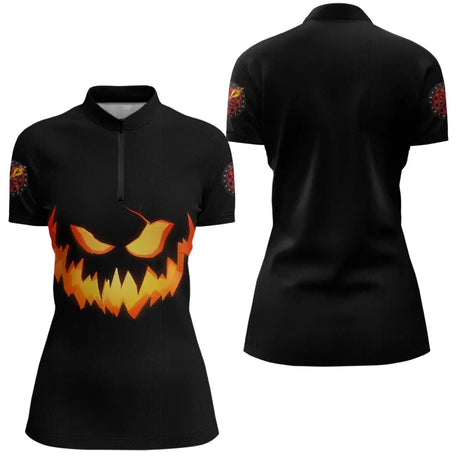 Polo Fléchettes Noir & Orange - Spéciale Halloween - Polo Zippe Femme