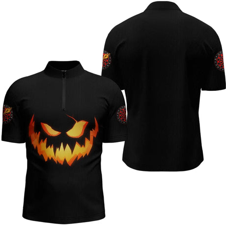 Polo Fléchettes Noir & Orange - Spéciale Halloween - Polo Zippe Homme
