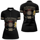 Polo Fléchettes Noir Personnalisé - 180 Bière Homme Femme - Polo Zippé Femme