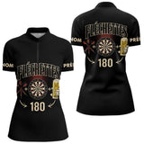 Polo Fléchettes Noir Personnalisé - 180 Bière Homme Femme - Polo Zippé Femme