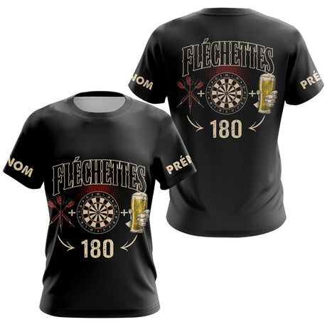 Polo Fléchettes Noir Personnalisé - 180 Bière Homme Femme - T-Shirt Femme