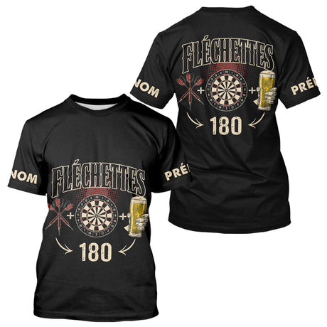 Polo Fléchettes Noir Personnalisé - 180 Bière Homme Femme - T-Shirt Homme