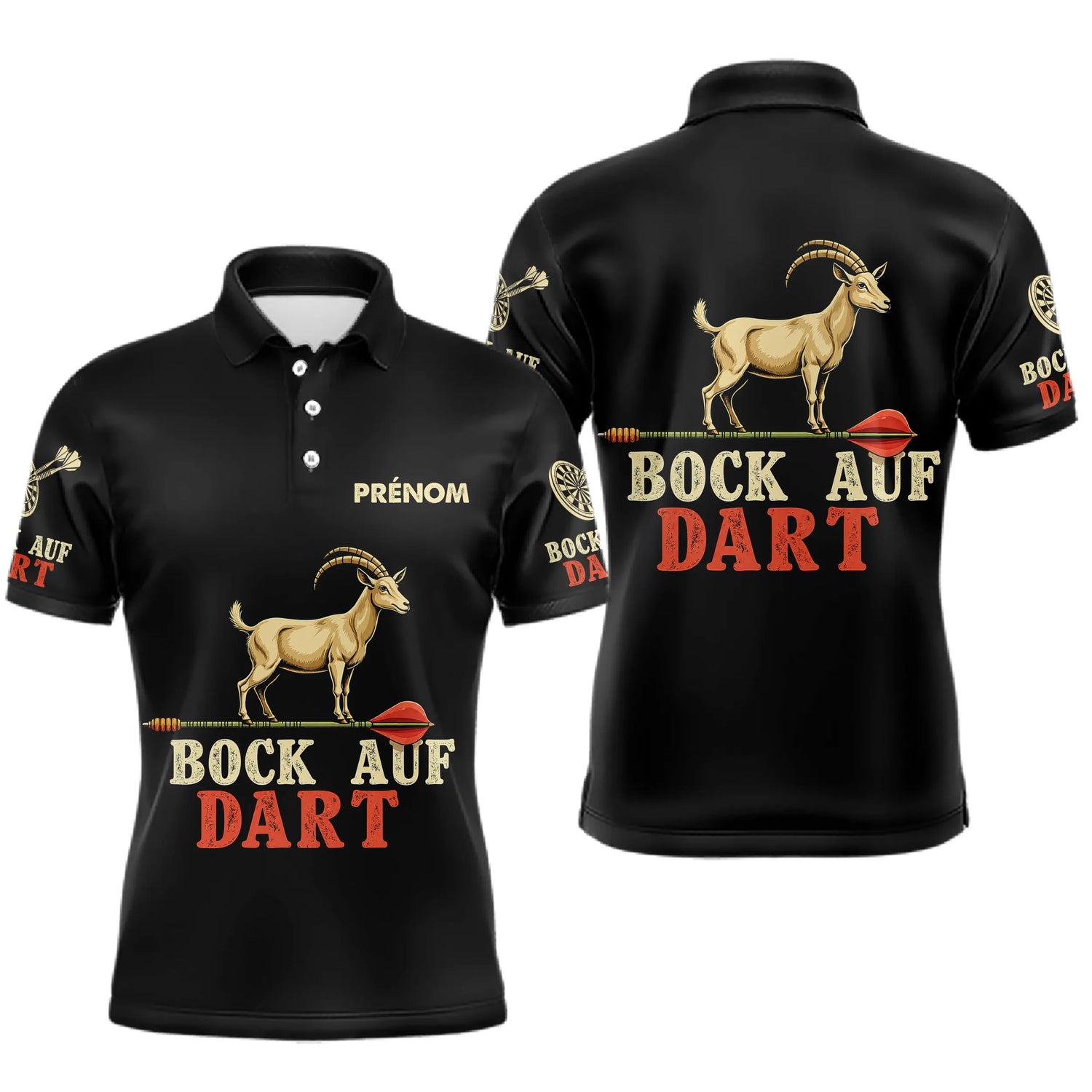 Polo Fléchettes Noir Personnalisé - Bock Auf Homme Femme - Polo Homme