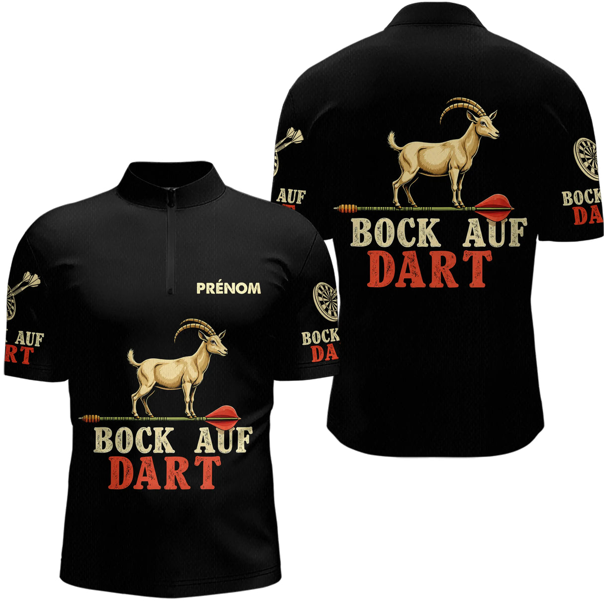Polo Fléchettes Noir Personnalisé - Bock Auf Homme Femme - Polo Zippé Homme
