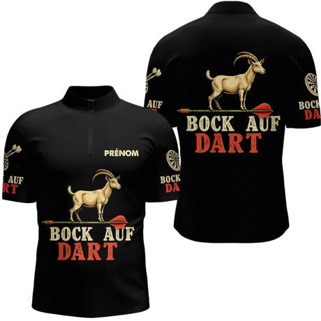 Polo Fléchettes Noir Personnalisé - Bock Auf Homme Femme - Polo Zippé Homme