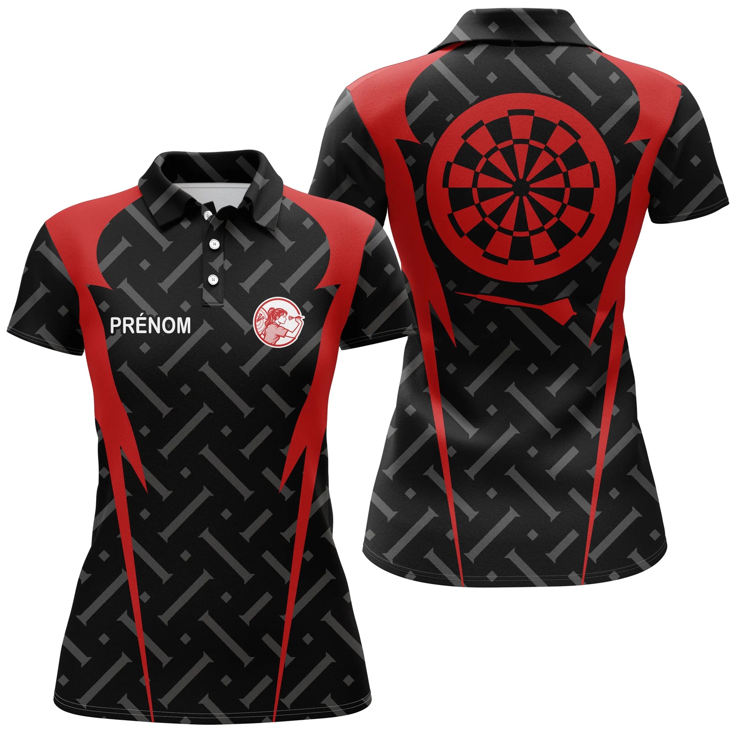 Polo Fléchettes Noir Personnalisé - Cible Géante Pro - Polo Femme