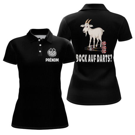 Polo Fléchettes Noir Personnalisé - Design Chèvre Homme Femme - Polo Femme