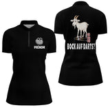 Polo Fléchettes Noir Personnalisé - Design Chèvre Homme Femme - Polo Zippé Femme