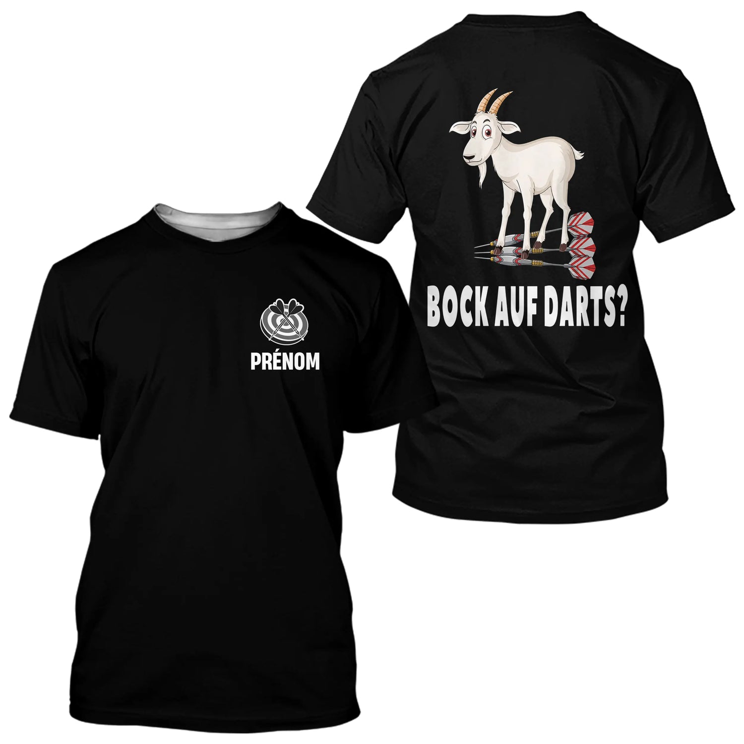 Polo Fléchettes Noir Personnalisé - Design Chèvre Homme Femme - T-Shirt Homme