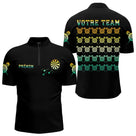 Polo Fléchettes Noir Personnalisé - La Cible Vintage - Polo Zippé Homme