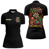 Polo Fléchettes Noir Personnalisé - Style Gamer Minecraft - Polo Zippé Femme