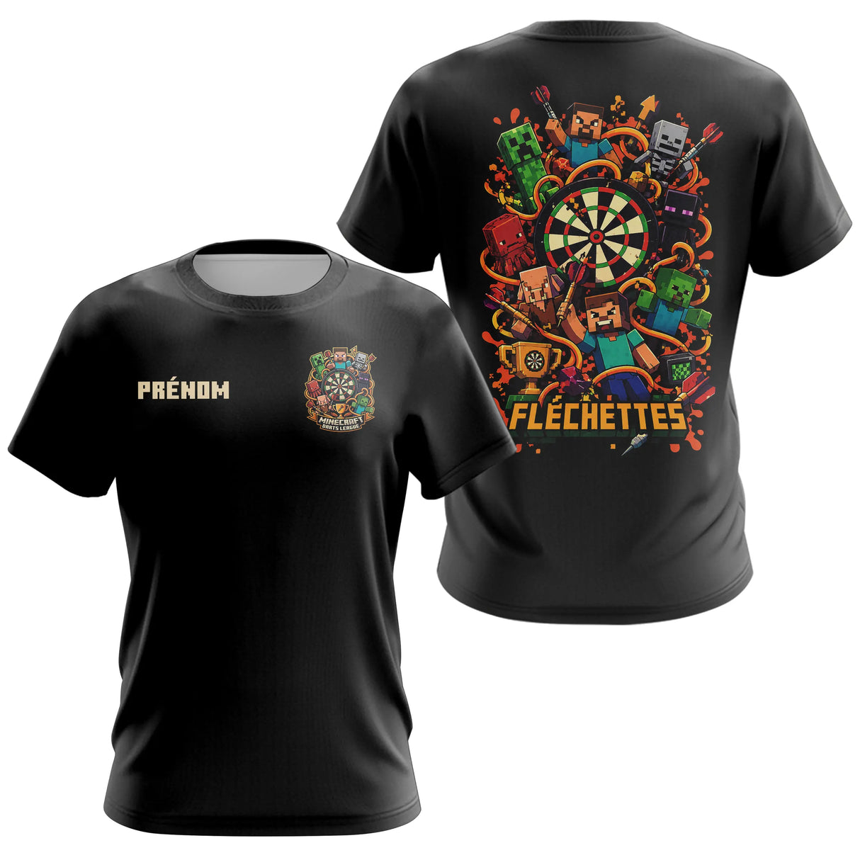 Polo Fléchettes Noir Personnalisé - Style Gamer Minecraft - T-Shirt Femme