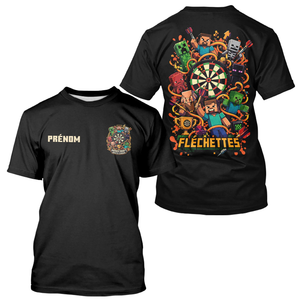 Polo Fléchettes Noir Personnalisé - Style Gamer Minecraft - T-Shirt Homme