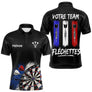 Polo Fléchettes Noir Personnalisé - Équipe  Drapeau Français - Polo Homme