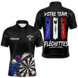 Polo Fléchettes Noir Personnalisé - Équipe  Drapeau Français - Polo Homme