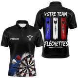 Polo Fléchettes Noir Personnalisé - Équipe  Drapeau Français - Polo Homme